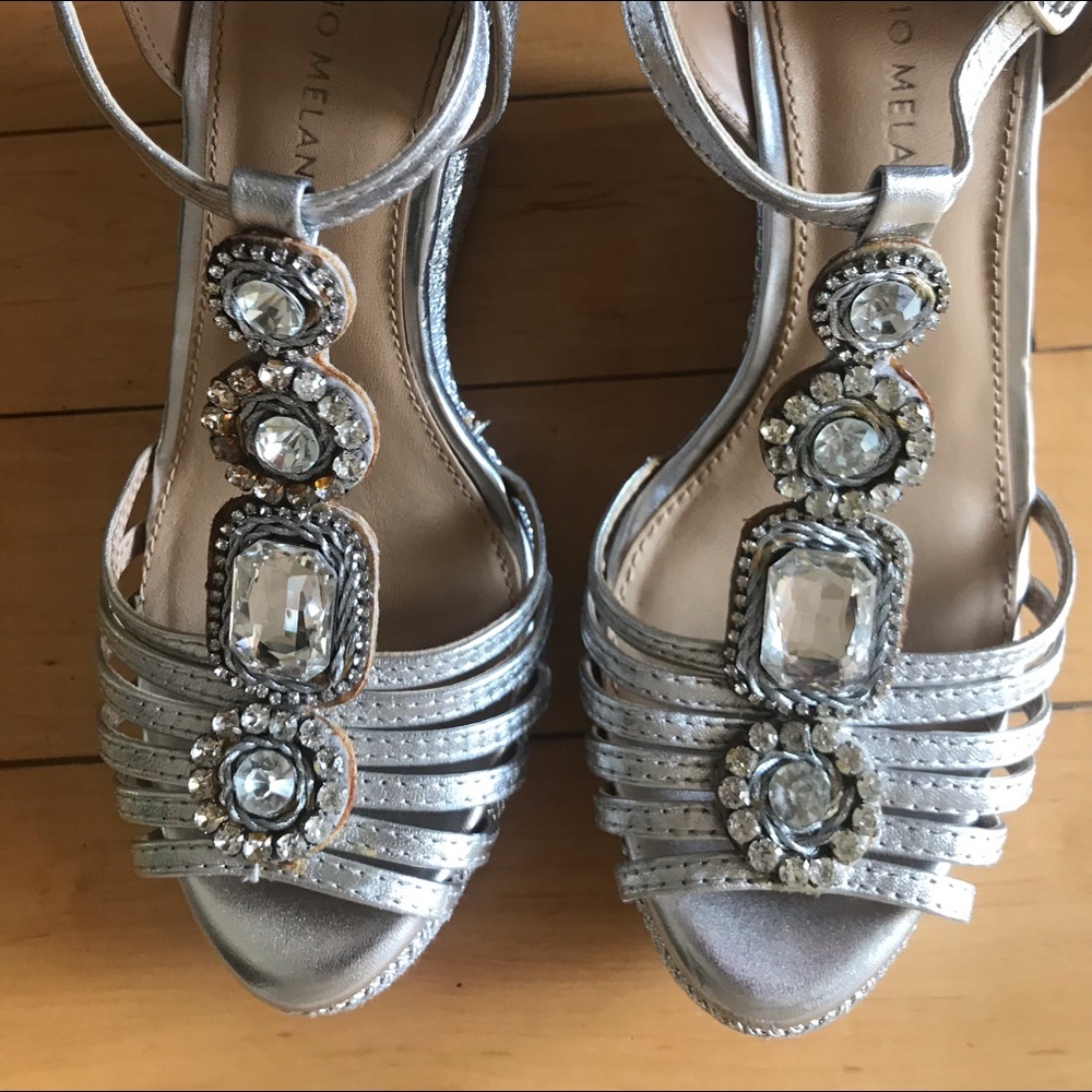 Antonio Melani Silver and Jewel Wedges.